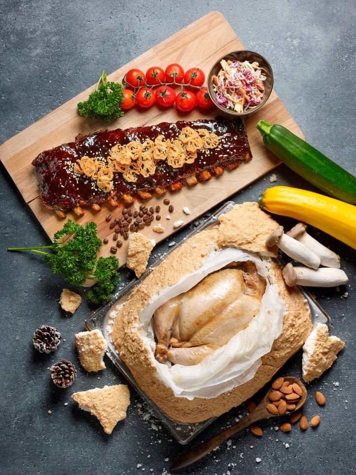 Hotel Indigo Singapore Katong - Festive 2019 - 'Kopi C' Flavoured BBQ Pork Spareribs and Hakka Salt-Baked Chicken with Stuffing - Baba Chews